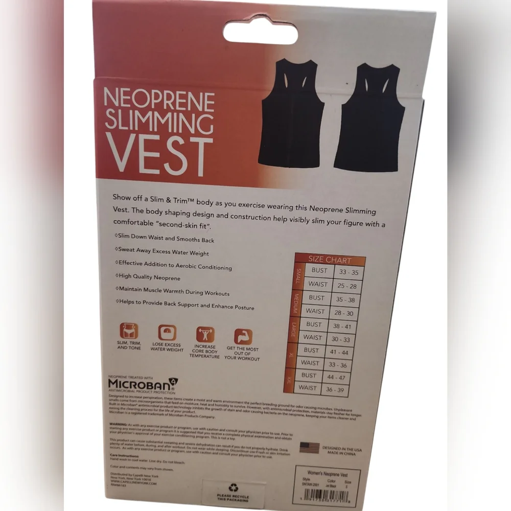 Slim & Trim Neoprene Slimming Vest - Black Sz SMALL - Picture 2 of 7